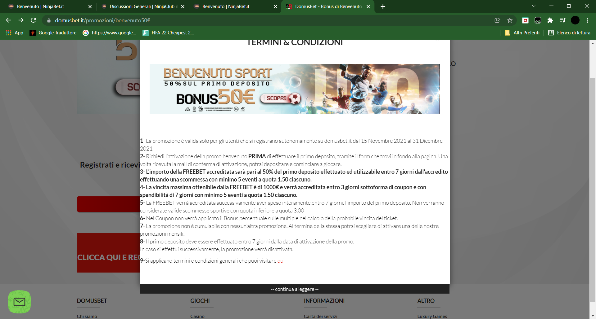 DomusBet - Bonus di Benvenuto scommesse sportive _ Ricevi 10€ per 5 settimane consecutive - Google Chrome 14.12.21 21_05_00.png